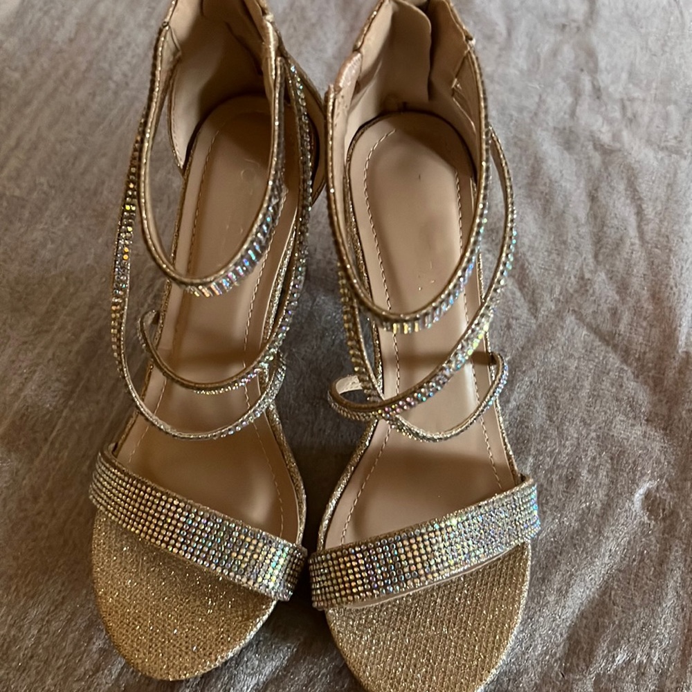 Top Moda Gold Heels with rhinestones.